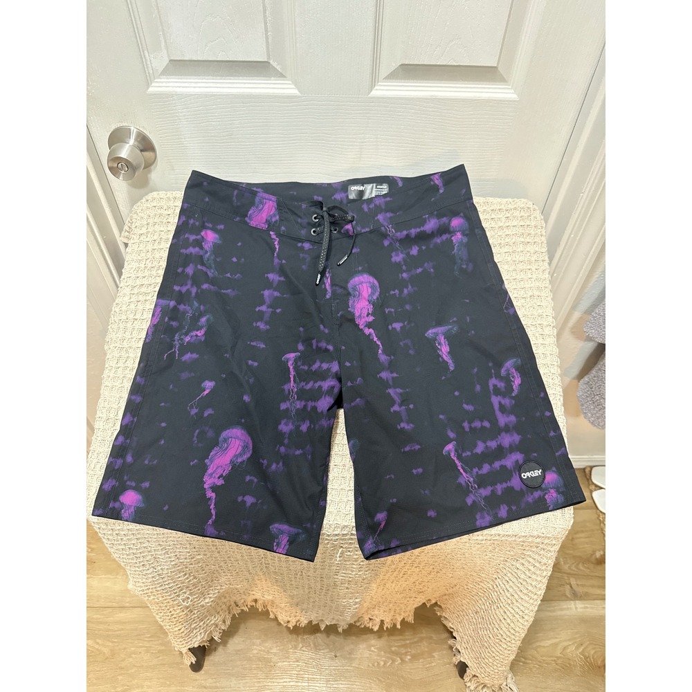 Oakley Board Shorts Hydrolix Black Purple Jellyfish Tie‎ Dye Mens 34 Surf Swim